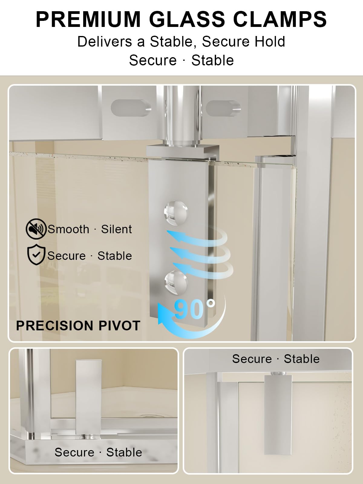 Neo-Angle Corner Shower Door 36" W x 72" H, Frameless Pivot Shower Door for Corner Shower Enclosure, 1/4" SGCC Clear Tempered Glass with Safety Film, Chrome, Base Not Included