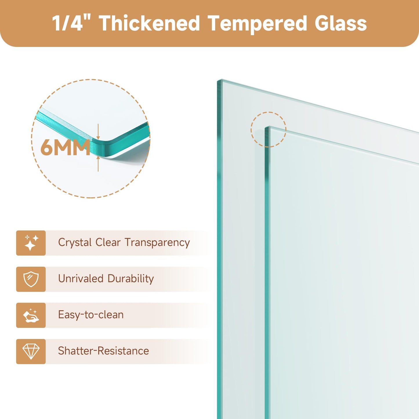 Double Sliding Shower Door 48 in. W x 72 in. H, UCALAFEE Semi-Frameless Shower Door with 1/4" (6mm) SGCC Clear Tempered Glass, Silent Soft-Close & Anti-Leak Walk-in Shower Door, Brushed Nickel