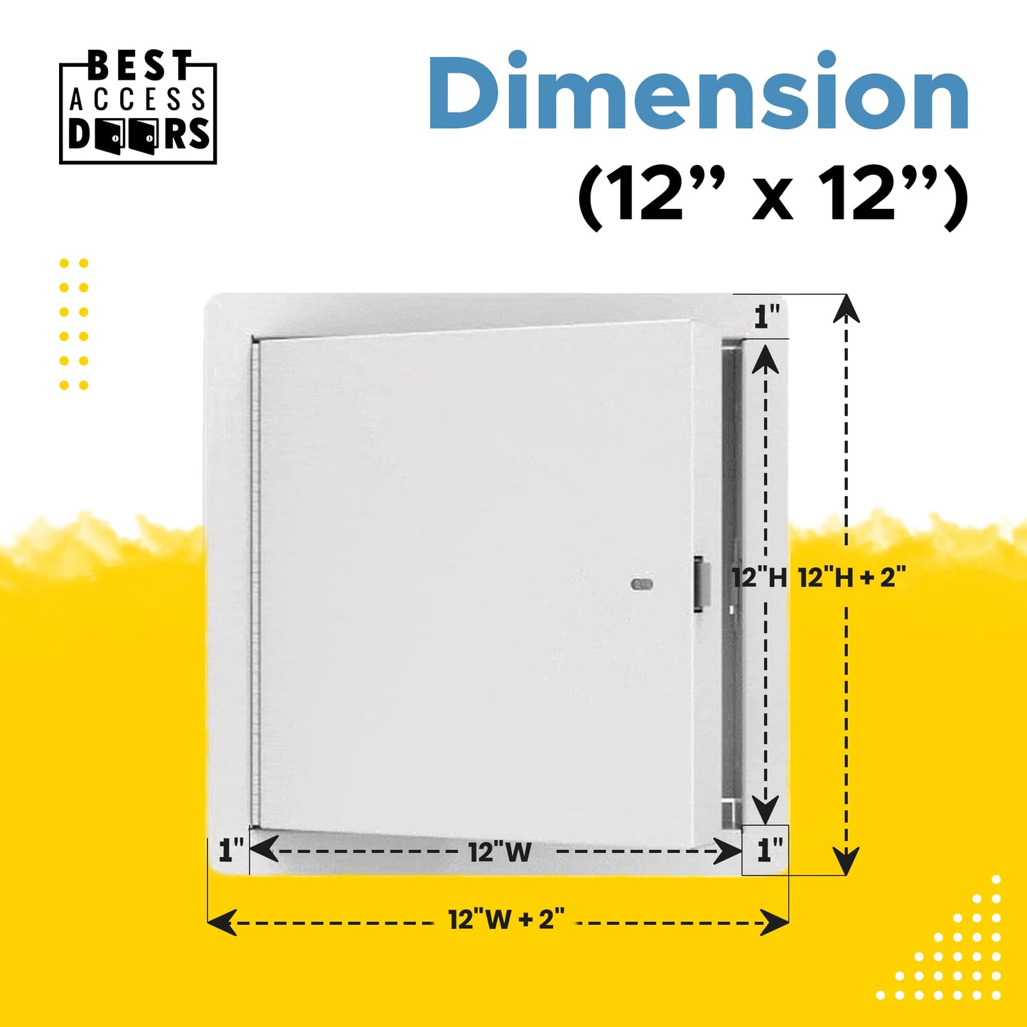 Best 12" x 12" Insulated Fire Rated Metal Access Door with Flange – 20-Gauge Galvanneal Steel Wall Access Panel, 2" Mineral Wool Insulation, White Powder-Coat Finish, LEED Compliant, BA-FRI