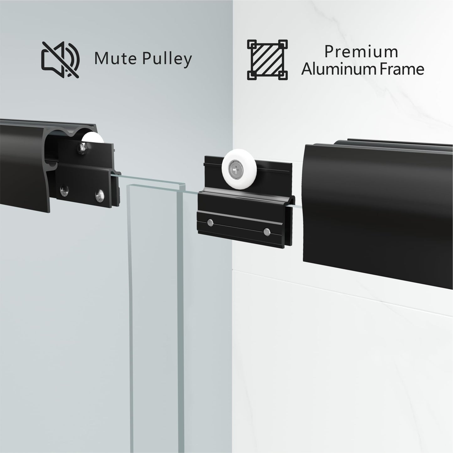 ENSO SENKA 56-60" W x 72" H Semi-Frameless Bypass Sliding Shower Door, Easy-to-Clean Treated Clear Tempered Glass, Matte Black