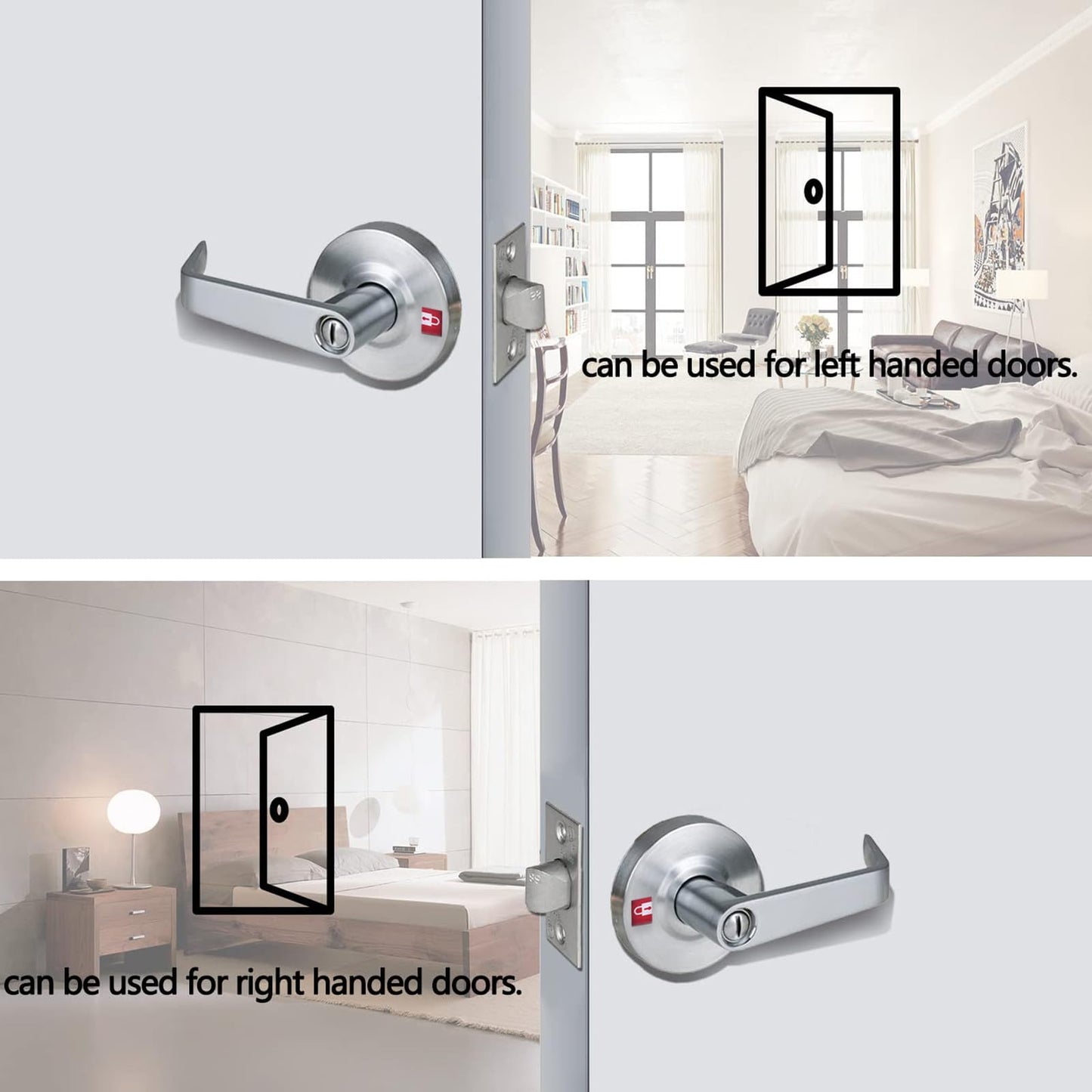 HISAFE Heavy Duty Commercial Grade 2 Privacy Door Lever, Satin Chrome Finished ADA Commercial Bathroom Door Handle, UL 3 Hour Fire Rated Ergonomic Lever, 70mm Latch
