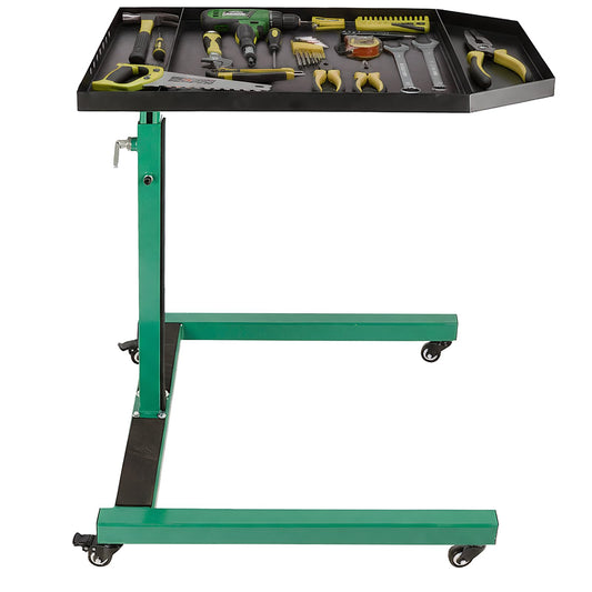 Adjustable Height Mobile Work Table, Foldable Table with Heavy Duty Steel, Rolling Tool Cart with Brakes for Garage Repair Shops DIY
