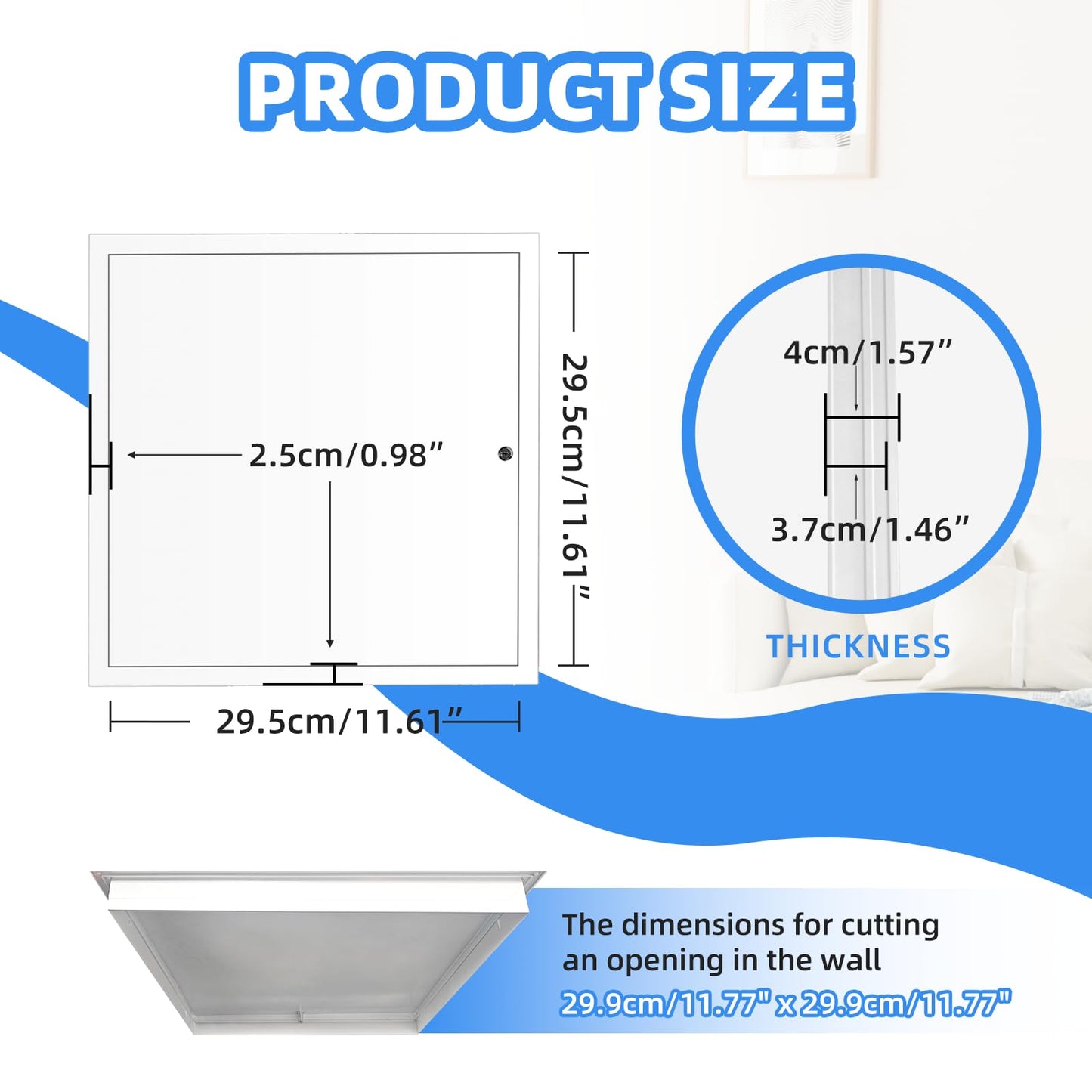 12" x 12" Metal Access Panel, 1MM Thickened Access Panel for Drywall, Aluminum Access Panel for Walls and Ceilings, Rust-Resistant and Easy-to-Install Drywall Access Panel