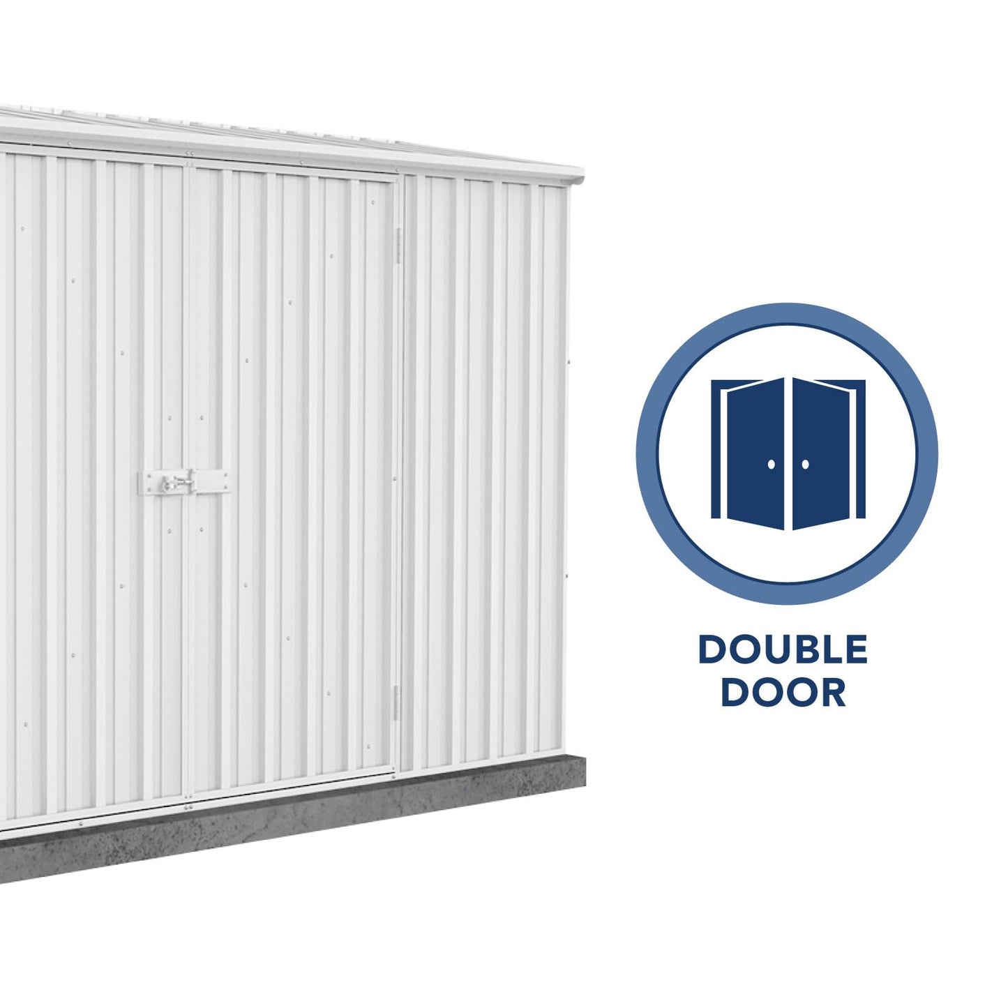ABSCO Space Saver Metal Garden Shed 10 Ft. x 2.5 Ft .Galvanized Steel and Aluminum Small-Sized DIY Tool, Outdoor Equipment, and Bikes Storage Building in Surfmist