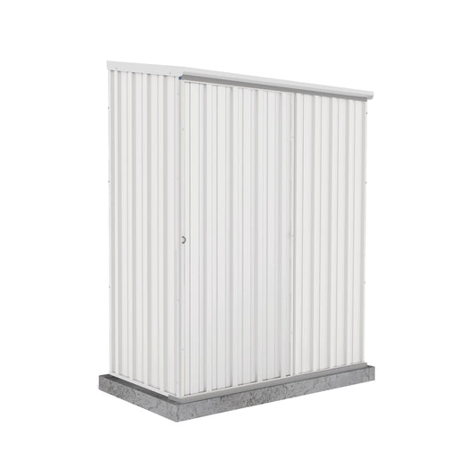 Absco EZI Slider 5 Ft. x 3 Ft. DIY Galvanized Steel Outdoor Skillion Roof Storage Shed with Single Sliding Door, Ideal for General Lawn Garden Tools, Surfmist