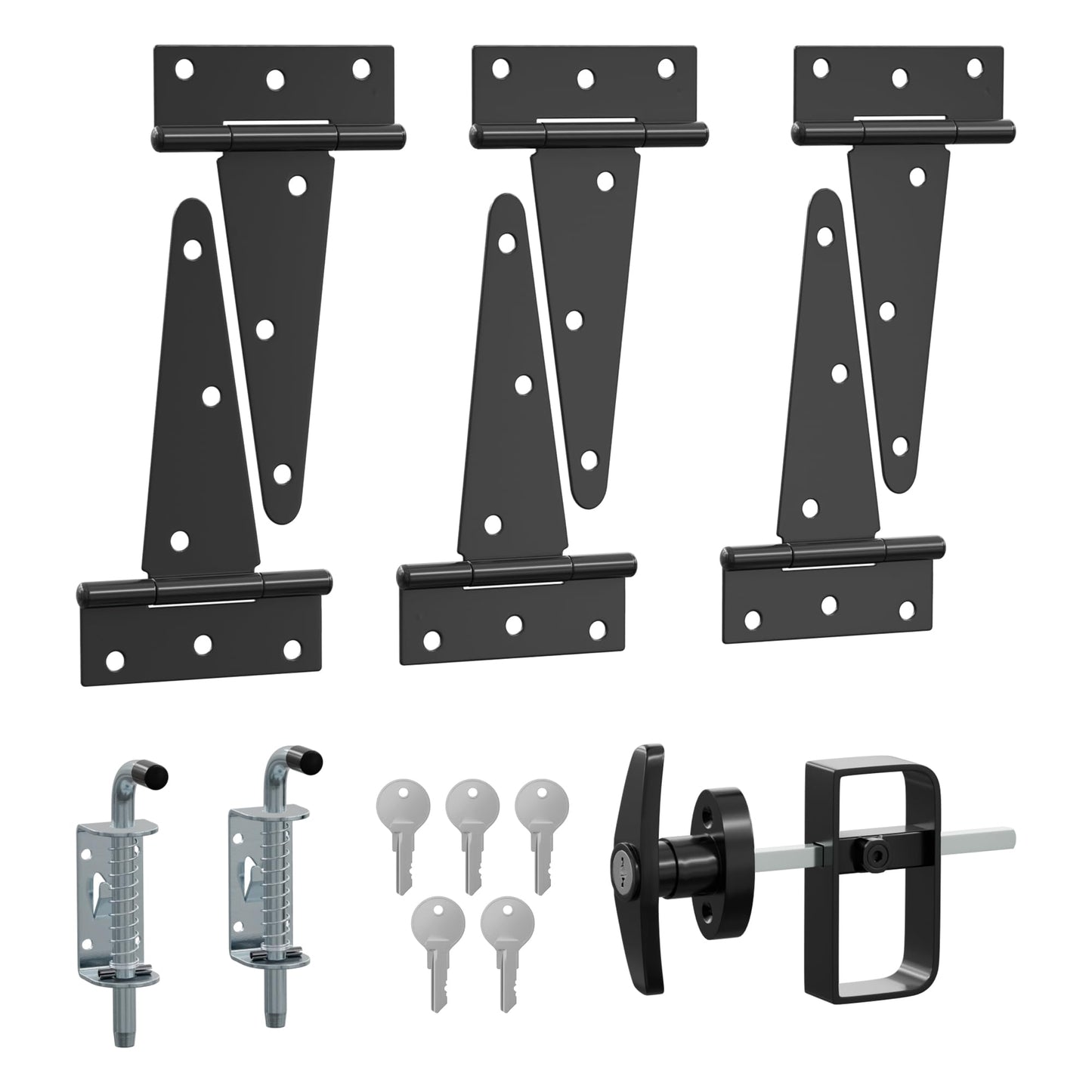 SKYSEN Shed Door Hardware Kit, Complete Set with T-Handle Lock, Barrel Bolts & Hinges.(sdhk)