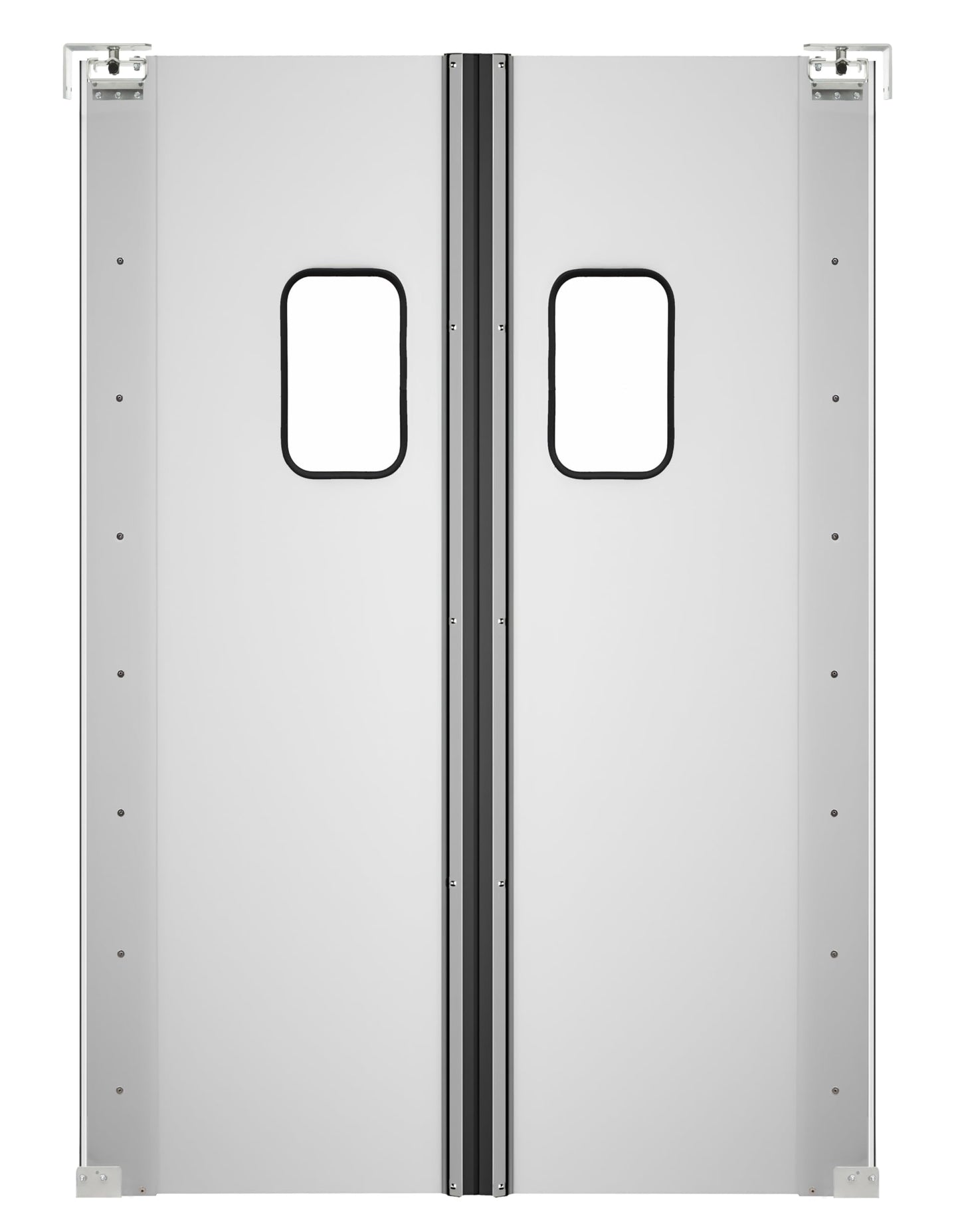 KoolMore Commercial Double Aluminum Swinging Traffic Door with 9 in. x 14 in. Window - 60 in. x 84 in. Door Opening (KM-SWD30X2)