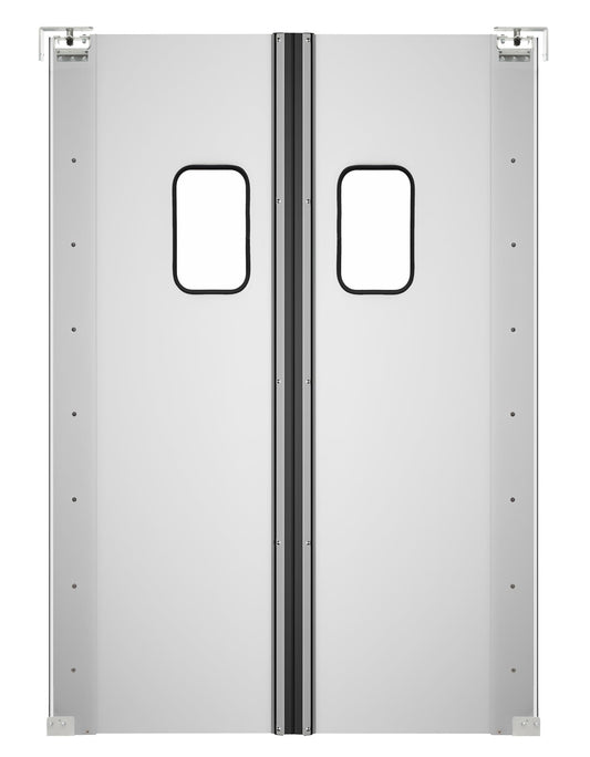 KoolMore Commercial Double Aluminum Swinging Traffic Door with 9 in. x 14 in. Window - 60 in. x 84 in. Door Opening (KM-SWD30X2)