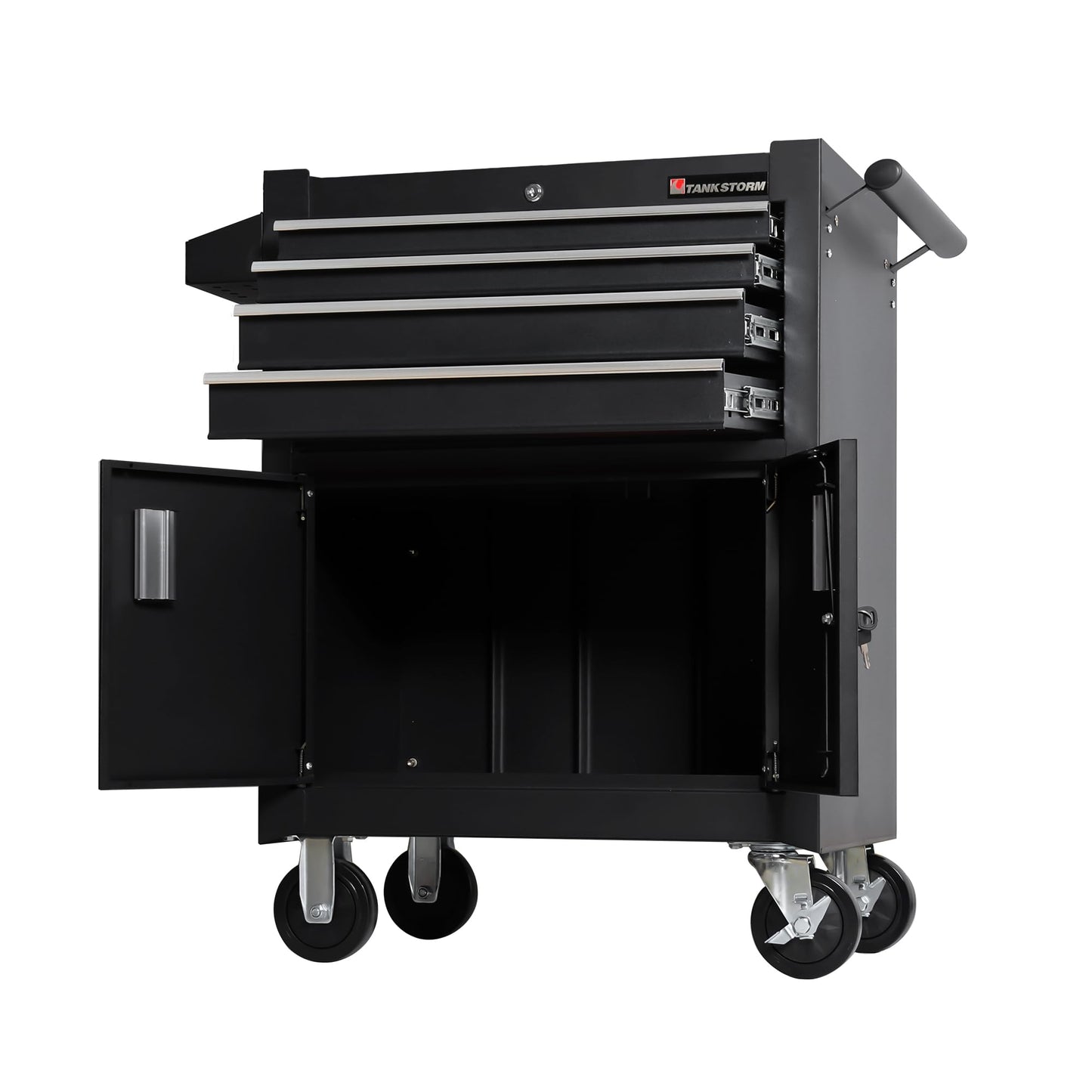 TANKSTORM 4-Drawer Rolling Tool Chest with Cabinet, Heavy Duty Metal Tool Box on Wheels, Lockable Rolling Tool Cabinet with Drawers & Doors, Garage Tool Storage Organizer for Workshop, Repair Shop