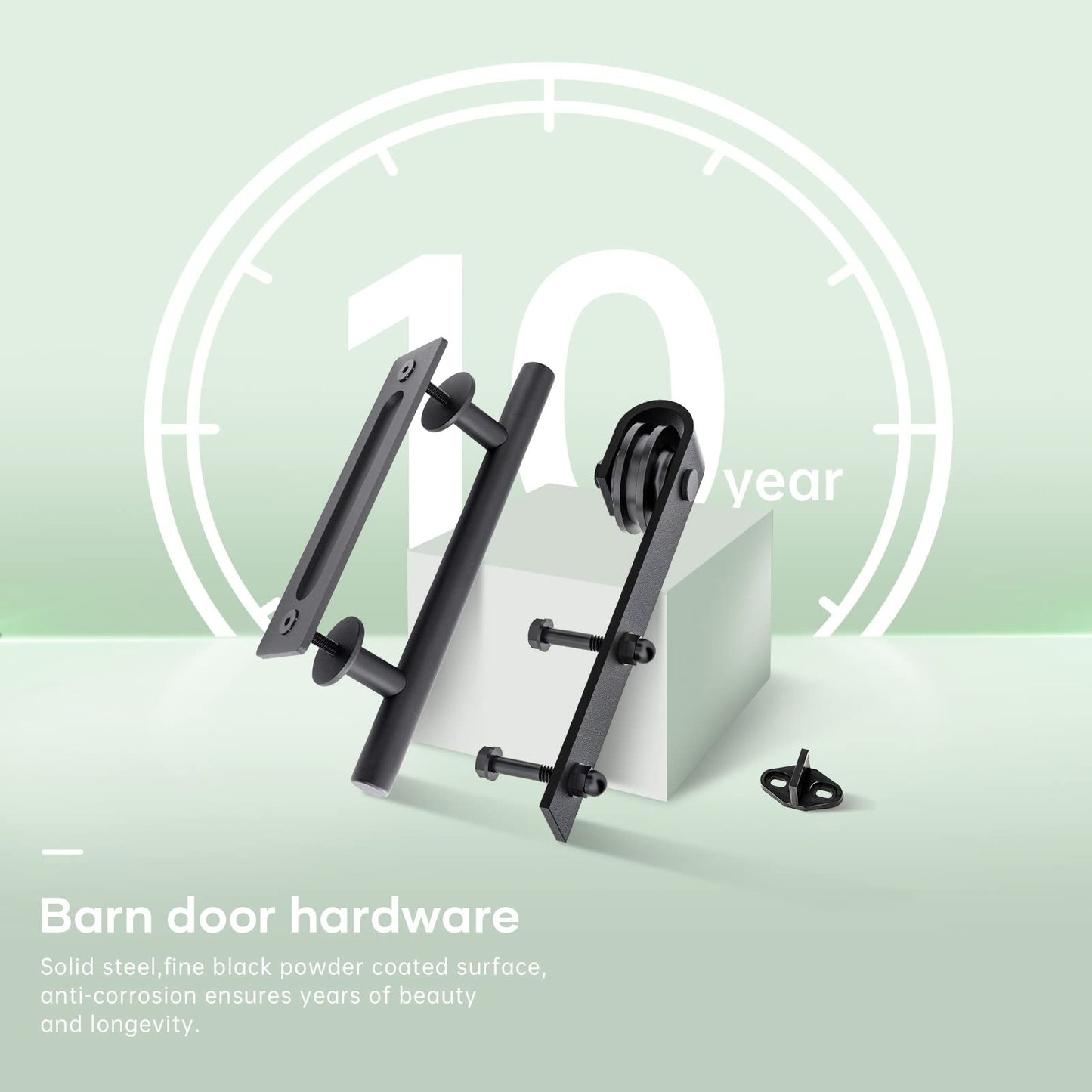 FREDBECK 48 x 84 inch Glass Barn Door with 8FT Barn Door Hardware Kit & Handle Included,5-Panel Frosted Glass,Wood Panel, Water-Proof Surface,Pre-Drilled Holes,Need Assembly