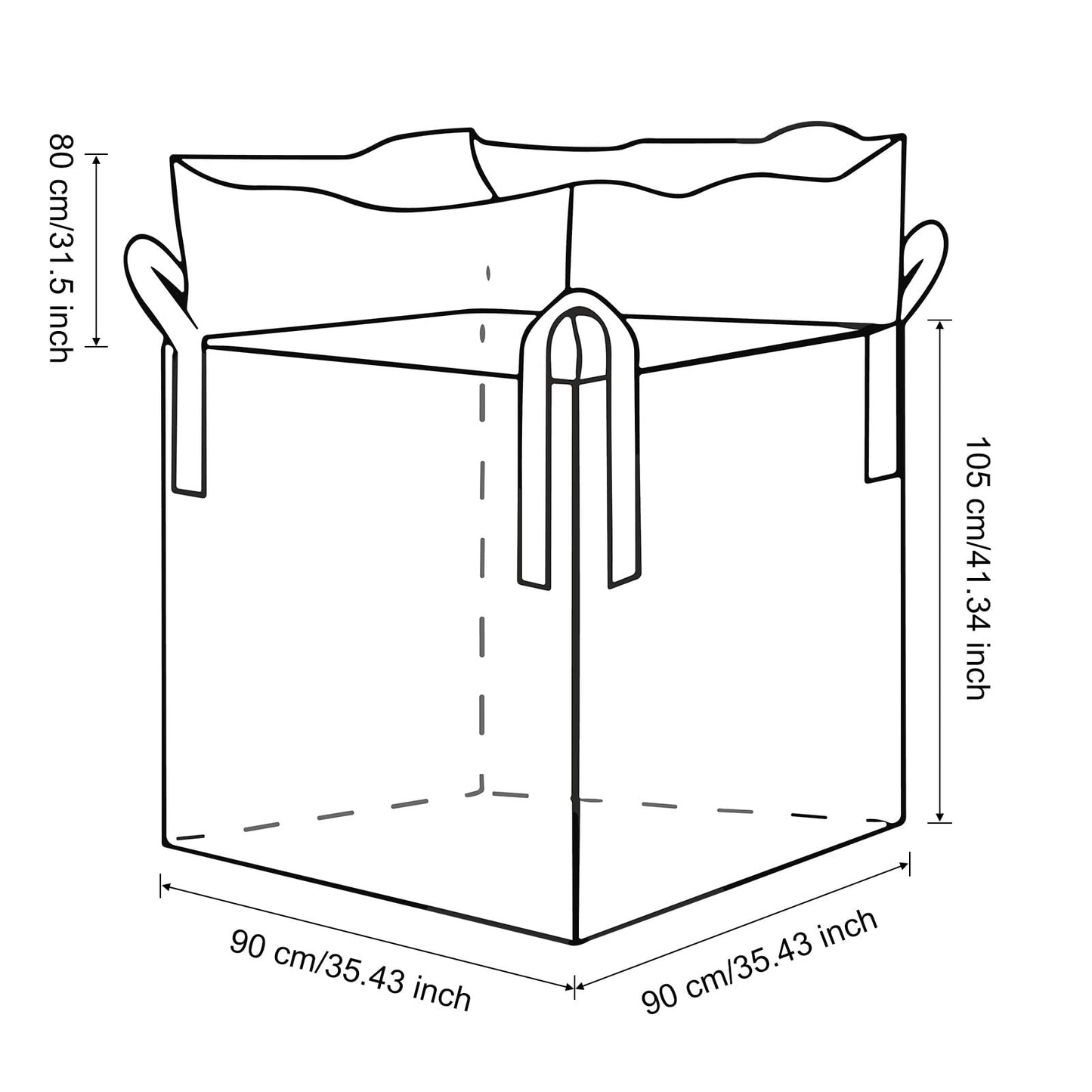 10 Pack FIBC Bulk Bag, Ton Bag, 35"L x 35"W x 43"H, 2200lbs SWL, Duffle Top Flat Bottom Heavy Duty Bulk Bag for Industry Agriculture