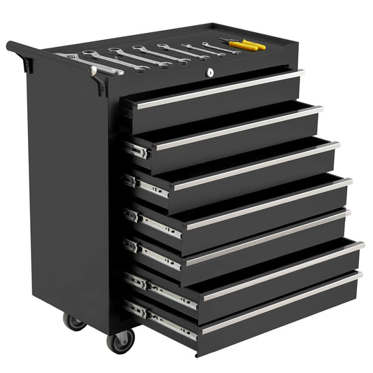 GarveeLife 24-Inch Rolling Tool Chest, 7-Drawer Mobile Tool Cabinet with Locking System, Heavy-Duty Rolling Tool Storage for Garage, Workshop, and Home DIY Projects