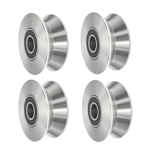 Sliding Gate Wheel Stainless Steel V Groove Wheel Heavy Duty Conveyor Rollers Industrial Caster Ball Bearing Pulley Rolling Gate Hardware Kit for Garage Door Machinery
