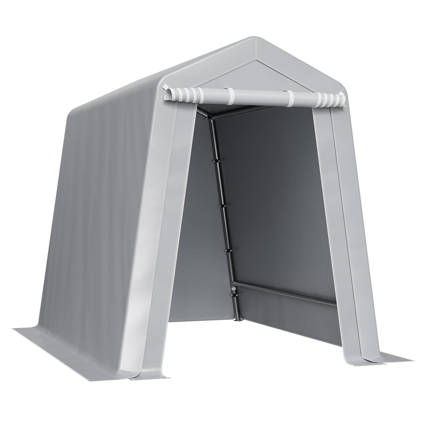VEVOR 6x8x7 FT Heavy-Duty Portable Outdoor Storage Shed Tent, Waterproof Carport Garage Shelter with Roll-Up Zipper Door & Vents, UV-Resistant Canopy for Motorcycle, Bike, Lawn Mower, Tools, Gray