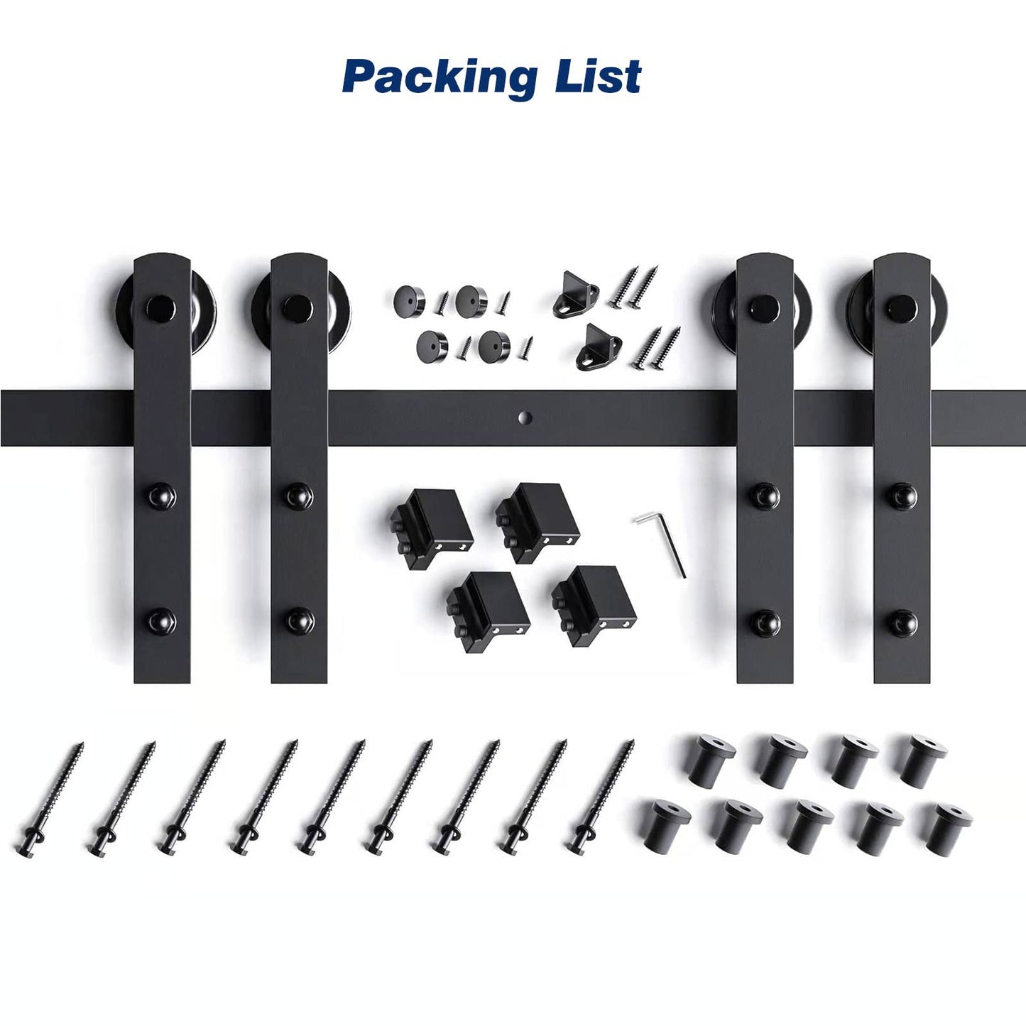 EaseLife 12 FT Double Door Sliding Barn Door Hardware Track Kit,Straight Pulley,Heavy Duty,Slide Smoothly Quietly,Easy Install (12FT Track Kit for Double 36" Wide Door)