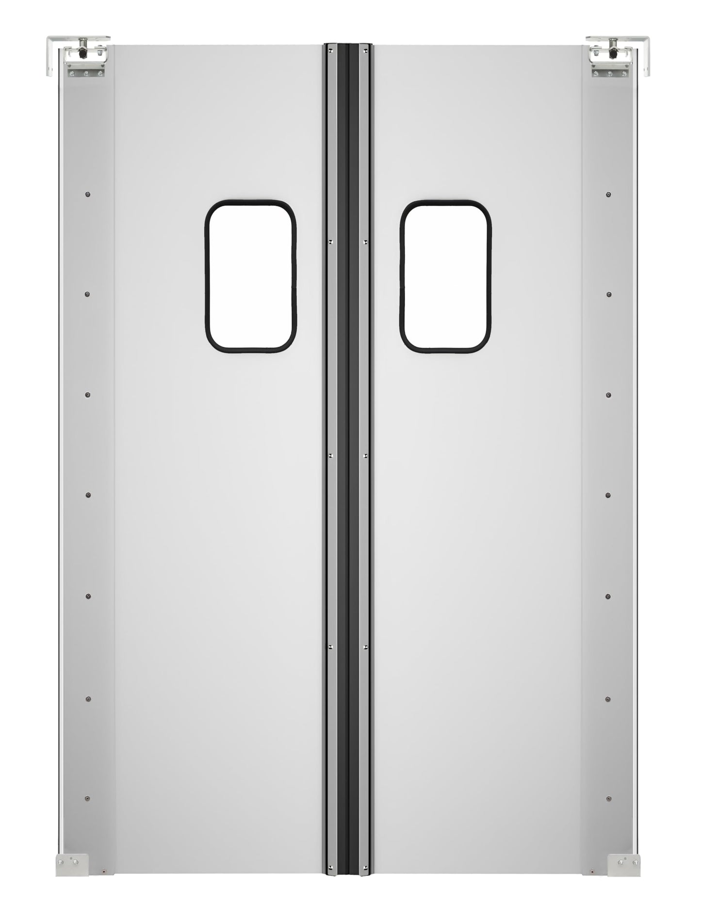 KoolMore Commercial Double Aluminum Swinging Traffic Door with 9 in. x 14 in. Window - 72 in. x 84 in. Door Opening (KM-SWD36X2)