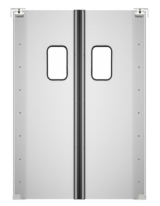 KoolMore Commercial Double Aluminum Swinging Traffic Door with 9 in. x 14 in. Window - 72 in. x 84 in. Door Opening (KM-SWD36X2)