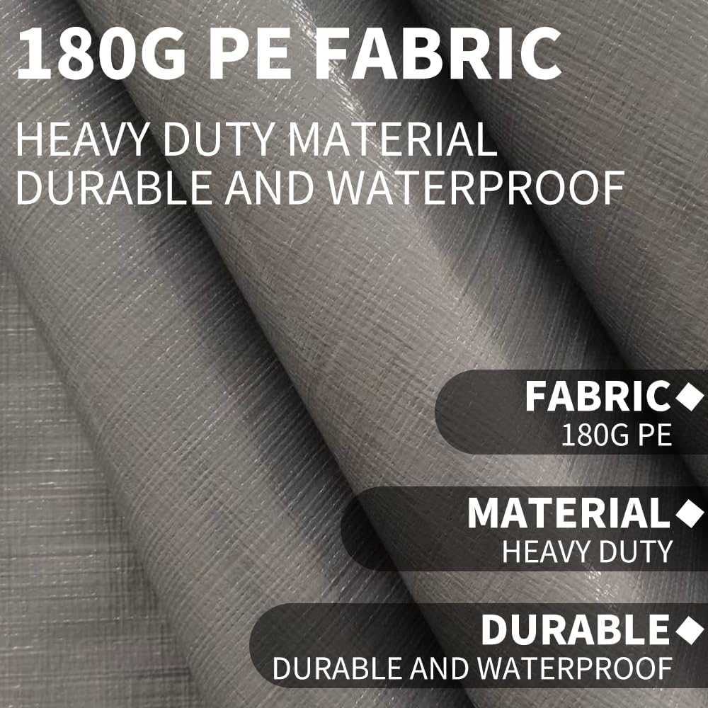 Rutile 12 x 20 FT Carport Replacement Cover, Heavy Duty Car Tarp Canopy Tent Replacement Top w/Ball Bungees Gray (Only Top Cover, Frame is not Included)