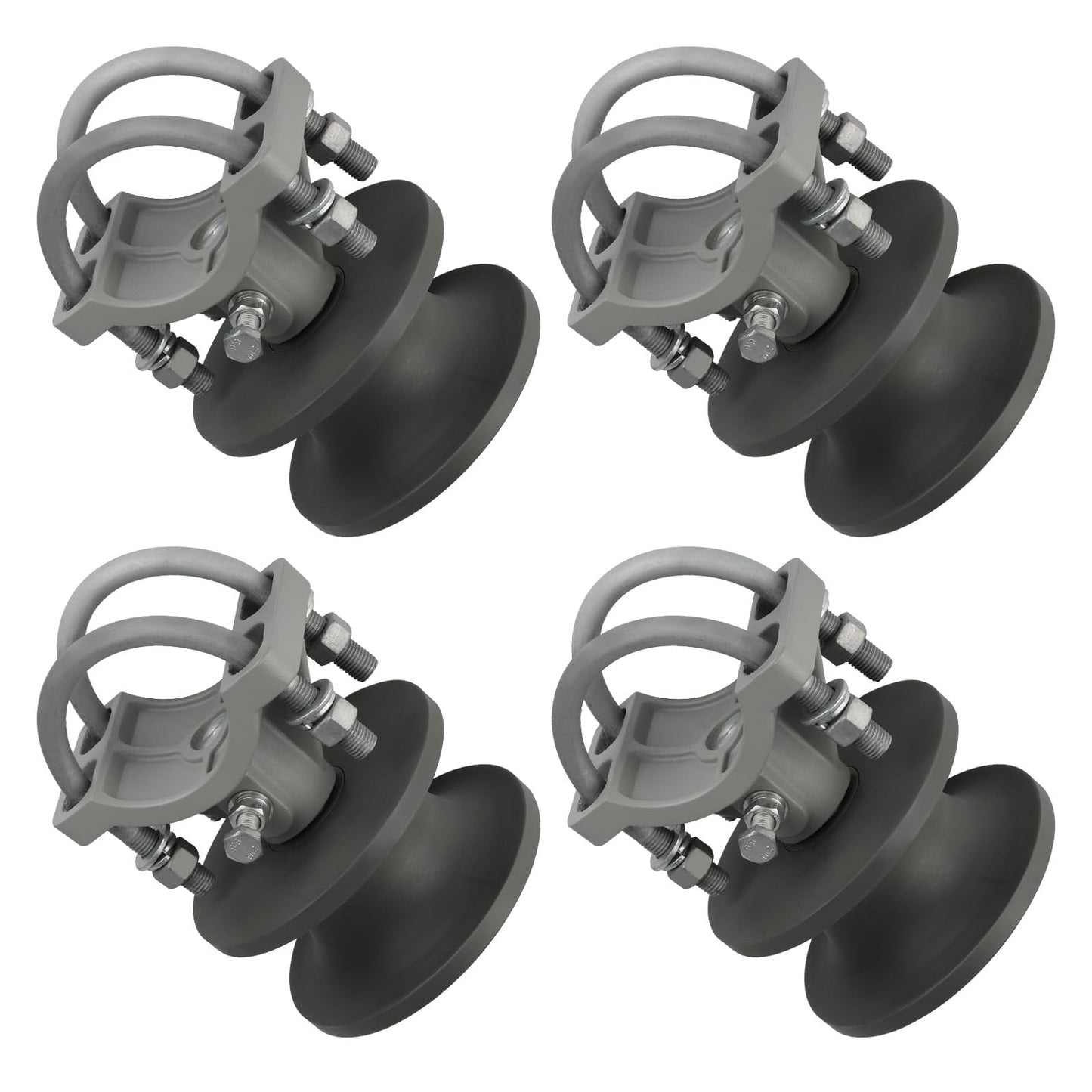 Pubotlu 4 Pack Sliding Gate Rollers,Nylon Cantilever Rollers 2-3/8" Gate Frames, 4" Round Post Chain Link Fence Parts, Cantilevered Rail Fence Gate Kit,Sliding Gate Kit Hardware