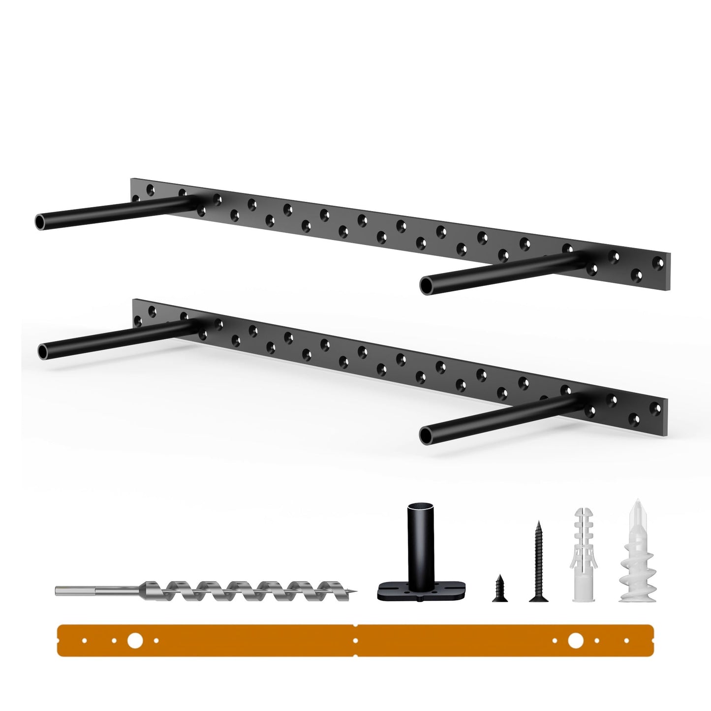 2pcs Floating Shelf Bracket Heavy Duty Floating Mantel Bracket Black Metal Decorative Floating Shelf Hardware Hidden Shelving Mounting Brackets (22″X6″X1″)