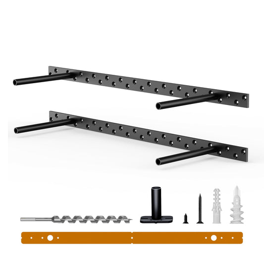 2pcs Floating Shelf Bracket Heavy Duty Floating Mantel Bracket Black Metal Decorative Floating Shelf Hardware Hidden Shelving Mounting Brackets (22″X6″X1″)