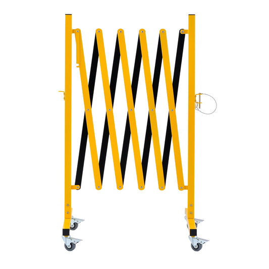 GYMTIME Easily Assembled Expandable Metal Barricade, 8 Feet, Portable Safety Barrier with Casters, Flexible Fence Mobile Barrier Gate, Adjustable Traffic Fence