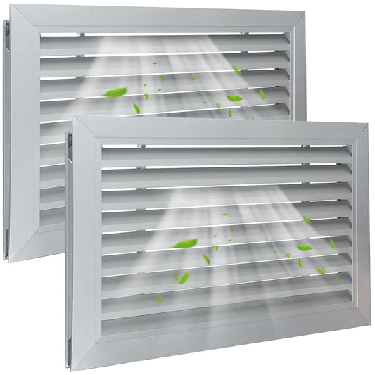 Door Louver Vent Two Sided, Door Vents for Interior Doors, Aluminum Door Air Vent Grille, Metal Louvered Door Vent, Through Door Vent for Bathroom Cabinet (Inner diameter19.7 * 19.7in/50X50CM)
