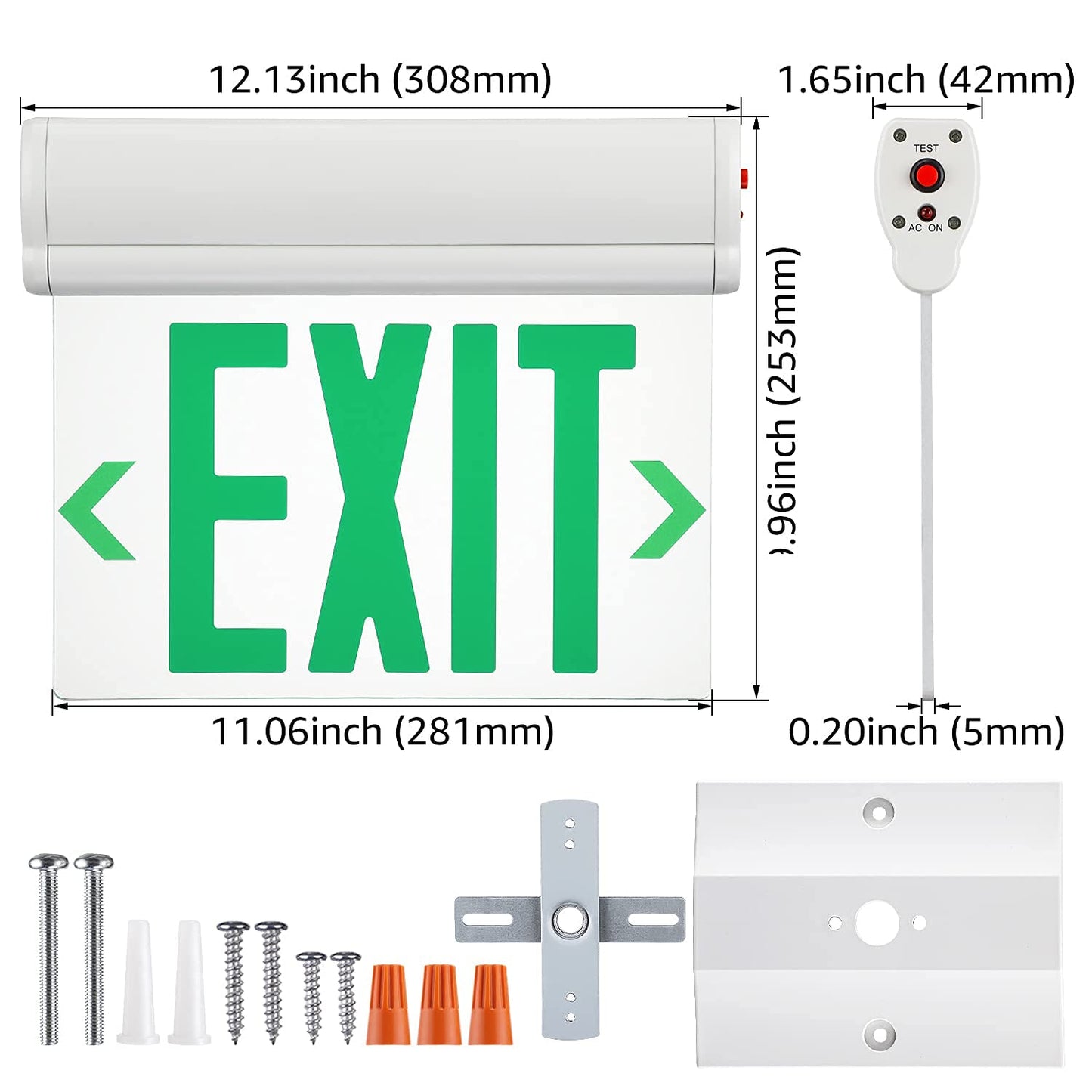 LEONLITE Green Emergency Exit Sign, UL 924, LED Edge Lit Exit Sign, Hardwired Exit Lights with Battery Backup, Double Sided, Rotating Acrylic Clear Panel, Top/Side/Wall Mount, AC 120/277V, Pack of 4