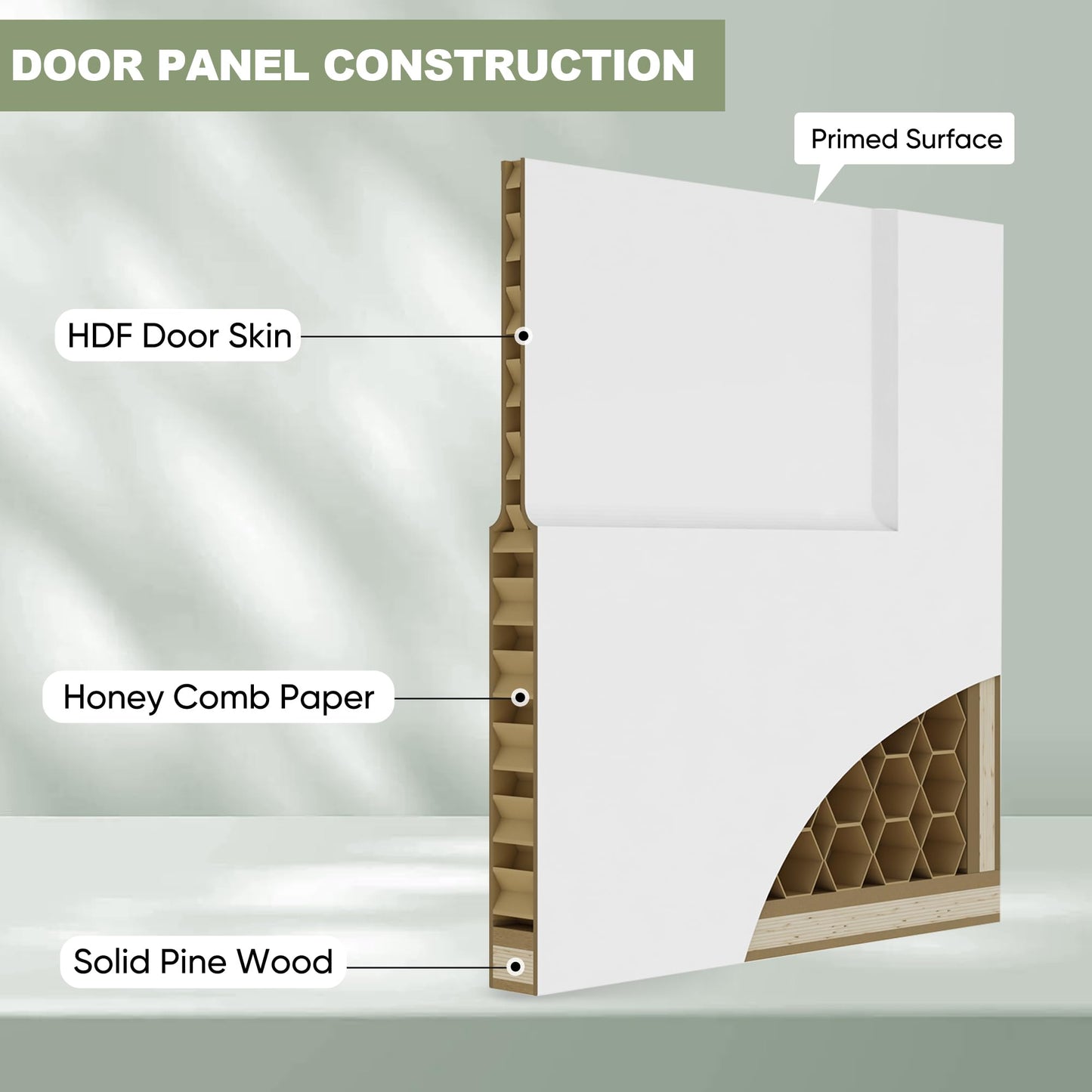 JUBEST 48"x 84" Bifold Barn Door, 6 Panel Bifold Sliding Barn Doors with 4.3FT Hardware Kit Included, Primed Doors Surface, Hollow-core & MDF Molded Panel, Four 12" x 84" Door Panels, DIY Available