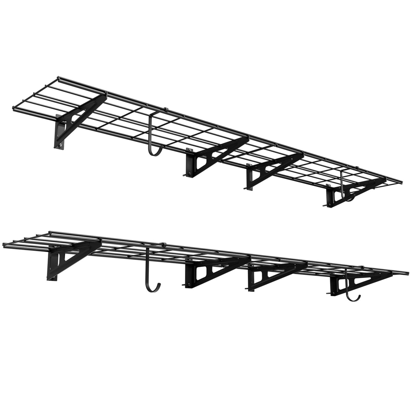 FAHKNS 2-Pack Heavy-Duty Carbon Steel Garage Wall Shelving, 1x6ft Wall Shelves, 600lbs Load Capacity, 72 inch Floating Shelf for Shop Shed Garage, Kitchen, Laundry Room