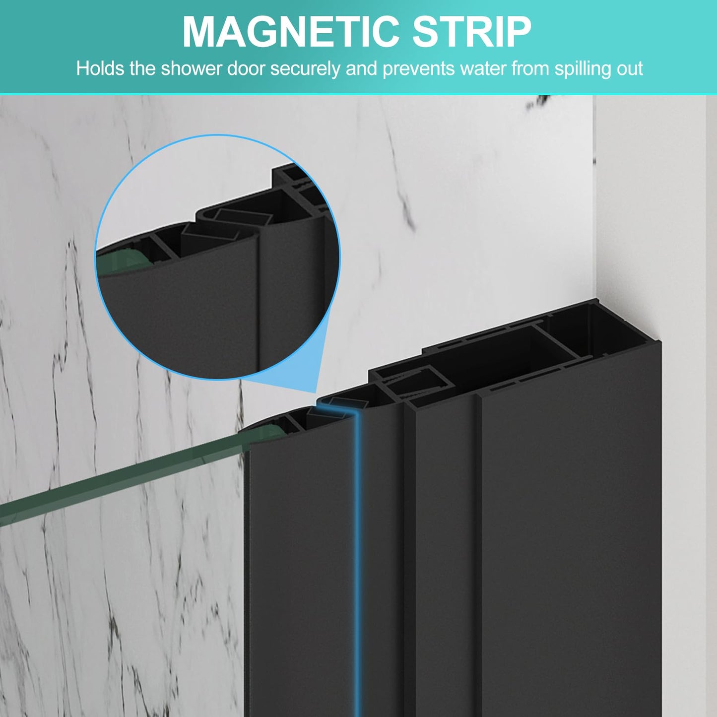 GDGZQD 27-29" W x 72" H Frameless Pivot Shower Door, 1/4" (6mm) Clear SGCC Tempered Glass Shower Door, Pivot Swing Shower Glass Door in Matte Black Finish, Reversible Installation