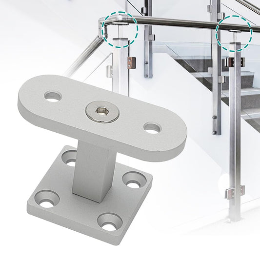 AUTOVIC Modern Straight Handrail Bracket Kit Aluminum 1.7" Height 1.5" Square Base Banister Brackets for Top of Wood Newel Post