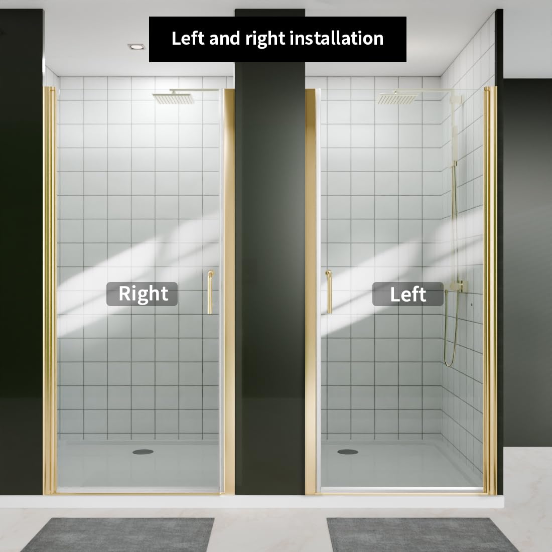 ComfyStyle 36-38" W x 72" H Frameless Pivot Shower Door with Single 180° Swing Glass Door, Hinged Shower Glass Door with 1/4"(6mm) Clear SGCC Tempered Glass, Brushed Gold Finish