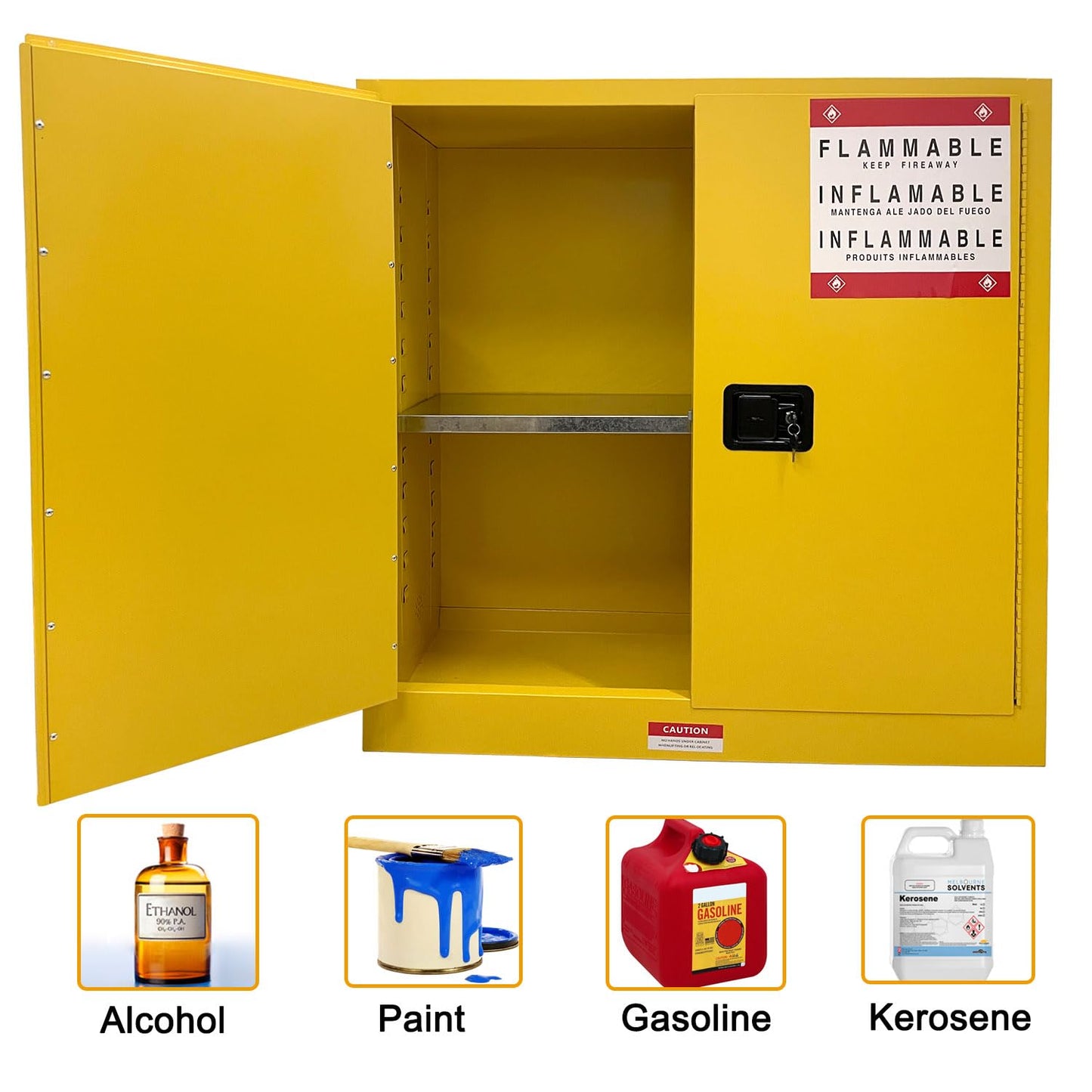 koxuyim Hazardous Materials Storage Cabinet, Industry Safety Cabinet, Cold-Rolled Steel fire Resistant Cabinet with Adjustable Shelf, 2 Manual Closing Doors for Industrial (43"*18"*44")