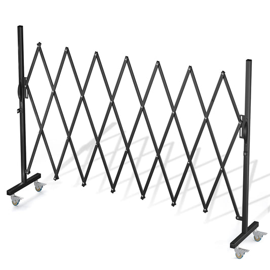 WEWORTH Expandable Barricade Gate,Accordion Garden Yard Outdoor Indoor Portable Folding Security Dog Fence Gates Wall Mount,82" Adjustable Metal Safety Barrier Gate with Casters,Black