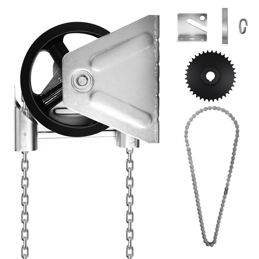 ZUIWAN 4:1 Reduced Drive Heavy Duty Garage Door Jackshaft Chain Hoist Opener - Wall Mount Chain Hoist for Roll Up Doors