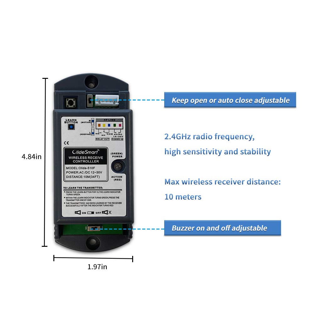 Olideauto Olide120B Residential Handicap Door Opener with 2pcs Stainless Steel Wireless Handicap Exit Buttons and 1pcs Receiver