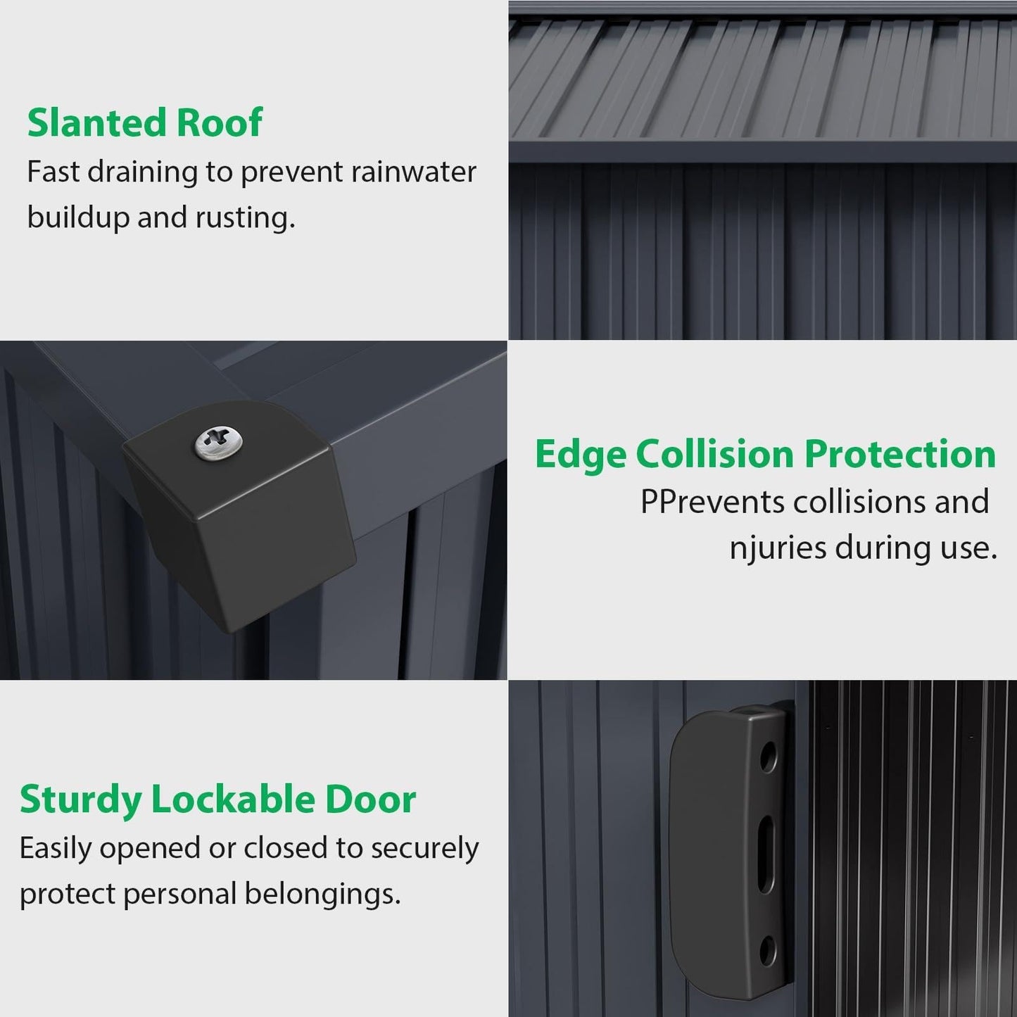 10x12 FT Outdoor Metal Storage Shed with Lockable Door - Large Waterproof Galvanized Steel Shed, Pitched Roof & Vents for Tools, Lawn Mower, Bike, Garbage Cans, Backyard, Garden (Grey)