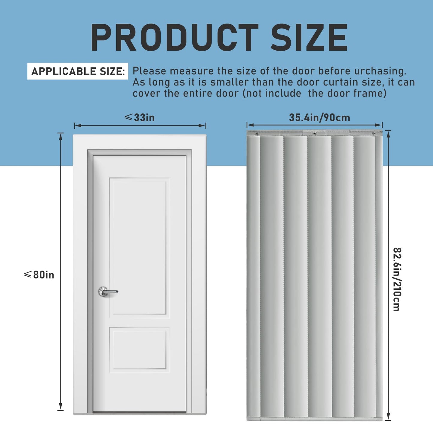 Peryiter Soundproof Blanket Thermal Insulated Door Curtain Thicken Cotton Warm Soundproofing Door Cover Warm Cold Protection for Living Room Garage Front Patio Kitchen(34 x 80 Inches)