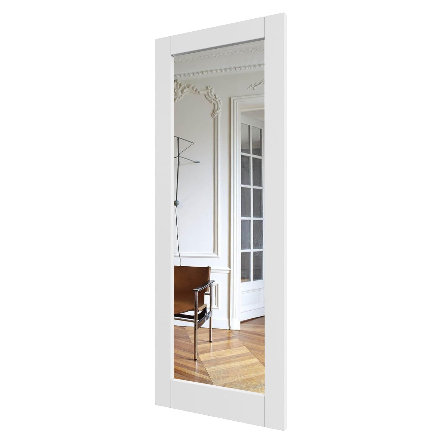 32" x 80" Slab Door, One Side Mirror Interior French Door, Pre-Finished Paintable Single Panel for Utility Room Pantry Closet as Prehung, Pocket, Bifold, Barn Doors-Shaker w/o Hardware, White Doors
