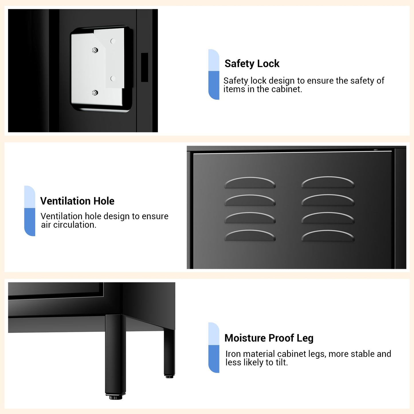 GAOMON 3 Door Metal Lockers, Industrial Double Lockers, Heavy Duty Steel Gym Lockers, Secure Storage Solutions, Perfect for Offices, Gyms, Schools and Homes, Metal Combination Lockers for Employees