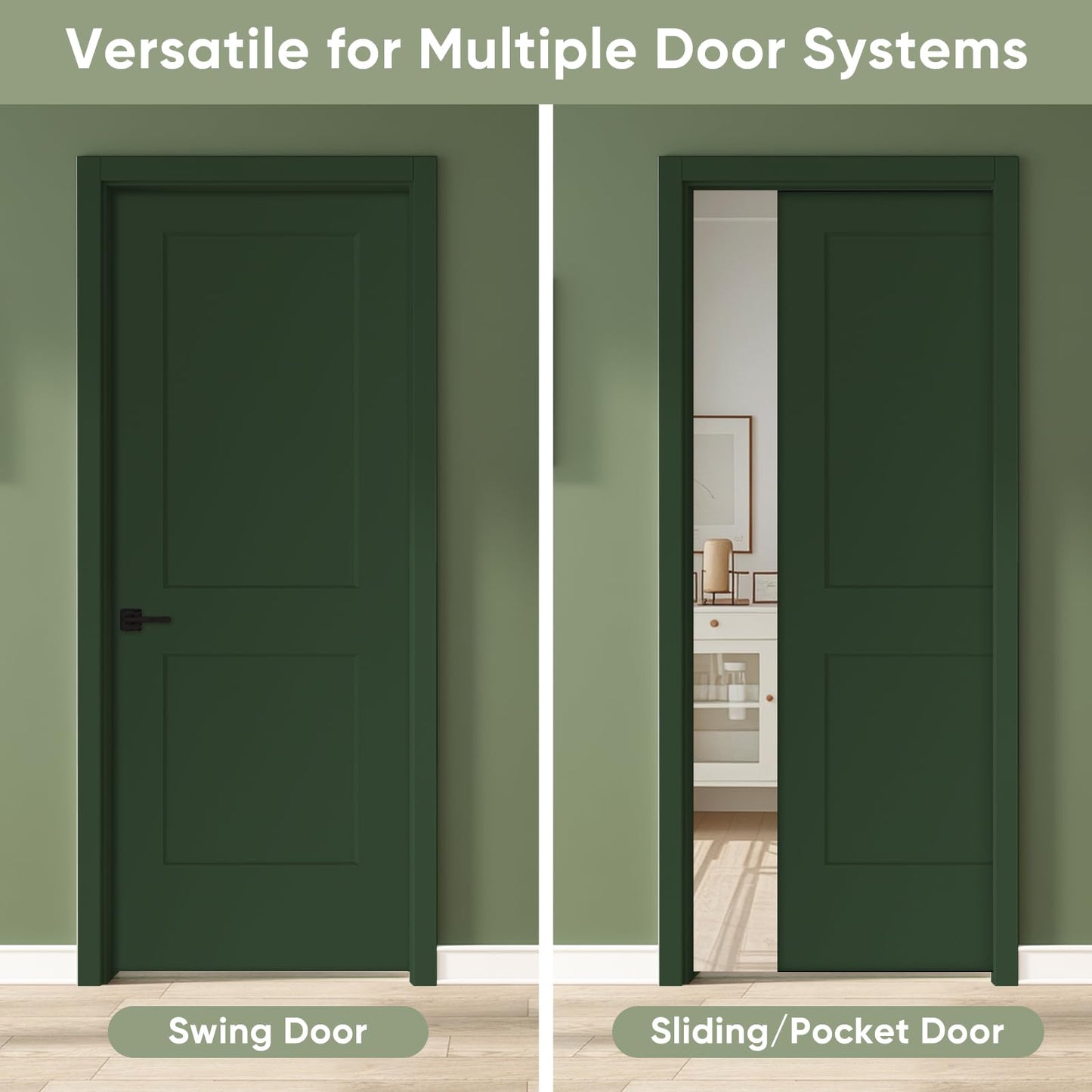 BARNSMITH 30x80 in 2-Panel White Primed Molded Door Slab, Shaker Style Paintable Hollow Core Interior Door Panel, for Swing, Pocket, Sliding Door, Durable and Lightweight, No Assembly Required