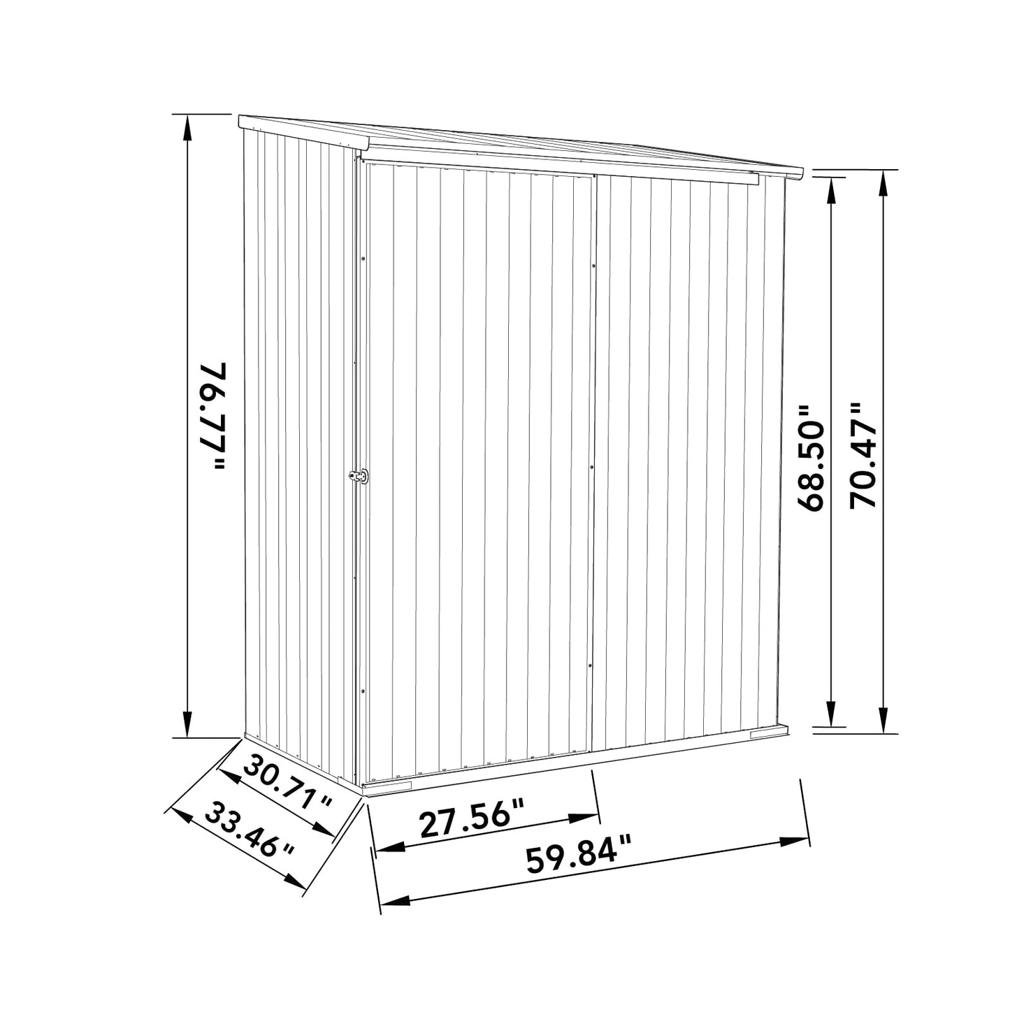 Absco EZI Slider 5 Ft. x 3 Ft. DIY Galvanized Steel Outdoor Skillion Roof Storage Shed with Single Sliding Door, Ideal for General Lawn Garden Tools, Surfmist
