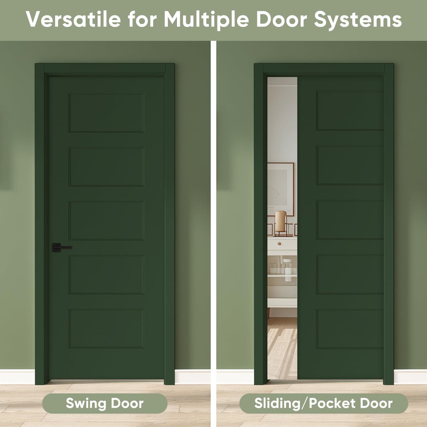 BARNSMITH 30x80 in 5-Panel White Primed Molded Door Slab, Shaker Style Paintable Hollow Core Interior Door Panel, for Swing, Pocket, Sliding Door, Durable and Lightweight, No Assembly Required