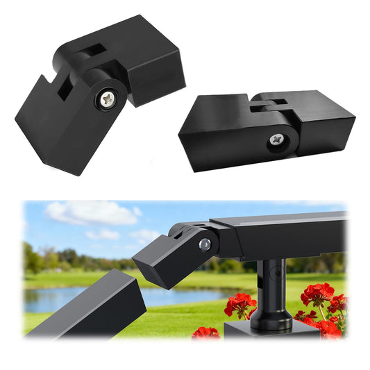 Zylorix 2Pack 180° Adjustable Vertical Pivot Connector with Screws for Level-to-Stair Cable Railing System, 2.36" W × 1.18" H Stainless Steel T304 Rectangular Flat Black Handrails Accessories, Black