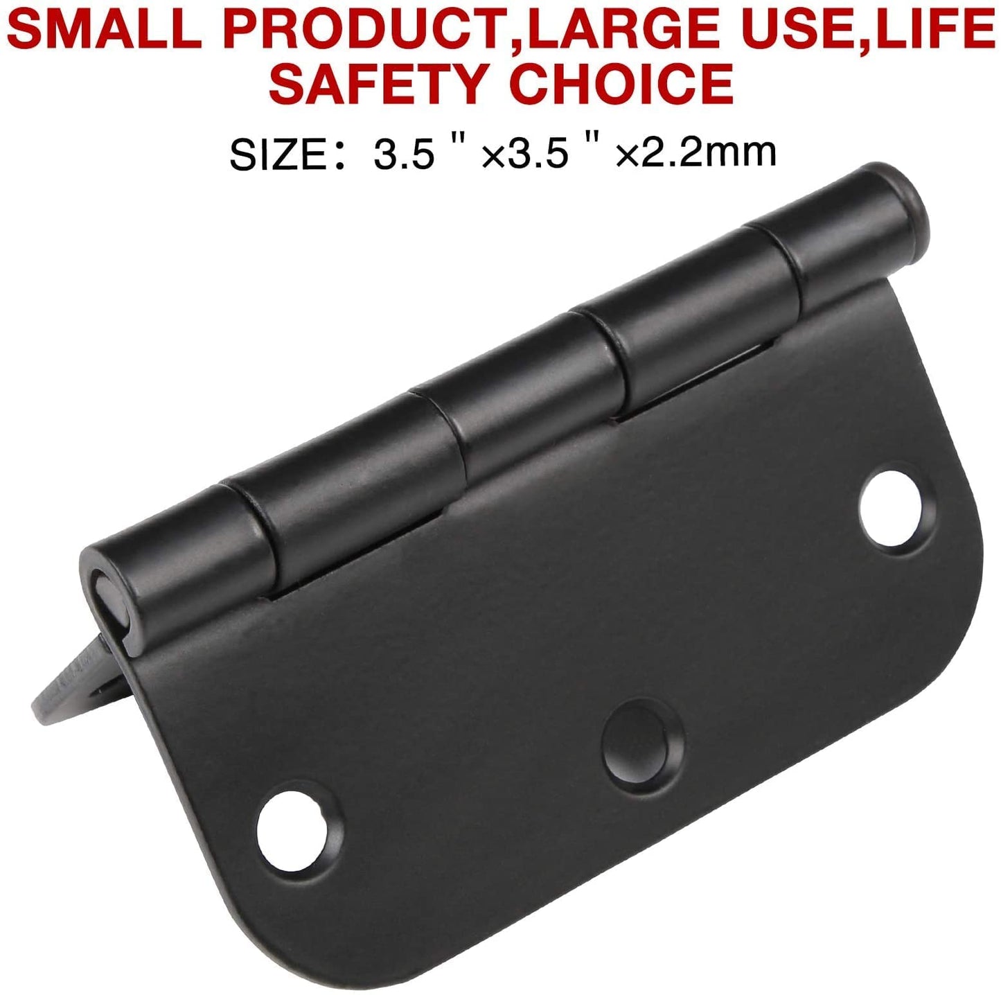 30 Pack Rounded Matte Black Door Hinges 3.5 Inch 5/8" Radius Interior 3 1/2 Inch Flat Iron Bifold Standard Hinge No Squeak Bedroom Indoor for Closet Doors 3 ½" Heavy Duty Hardware Doorway Study Room