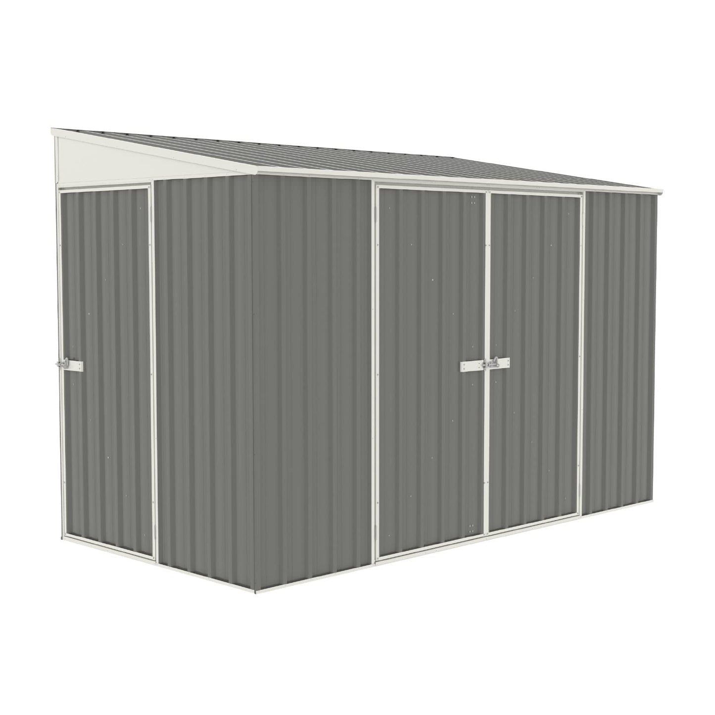 Absco Durango 5 Ft. x 10 Ft. Metal Storage Shed DIY Three Door Woodland Gray Galvanized Steel Bike Shed for Tools, Lawn & Garden Equipment, Outdoor Patio Furniture, Garden Lean to Shed Kit