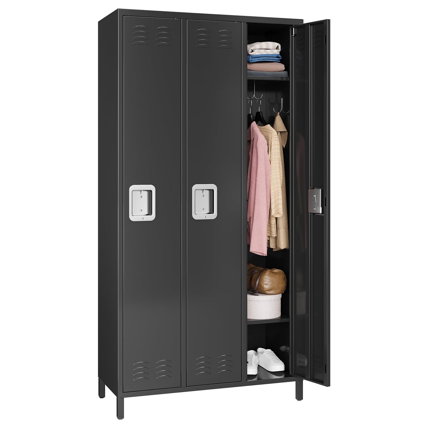 Garvee Metal Lockers for Employees 3 Doors, Office and Industrial Storage Cabinet, Double-Tier Metal Locker, Employee Metal Storage Unit, Suitable for Home, Office, Gym, School