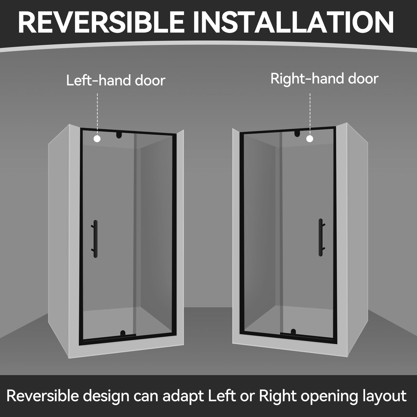 Findepot 44-48" W x 71" H Pivot Glass Shower Door, Pivot Shower Door with 1/4"(6mm) Clear Glass, Matte Black