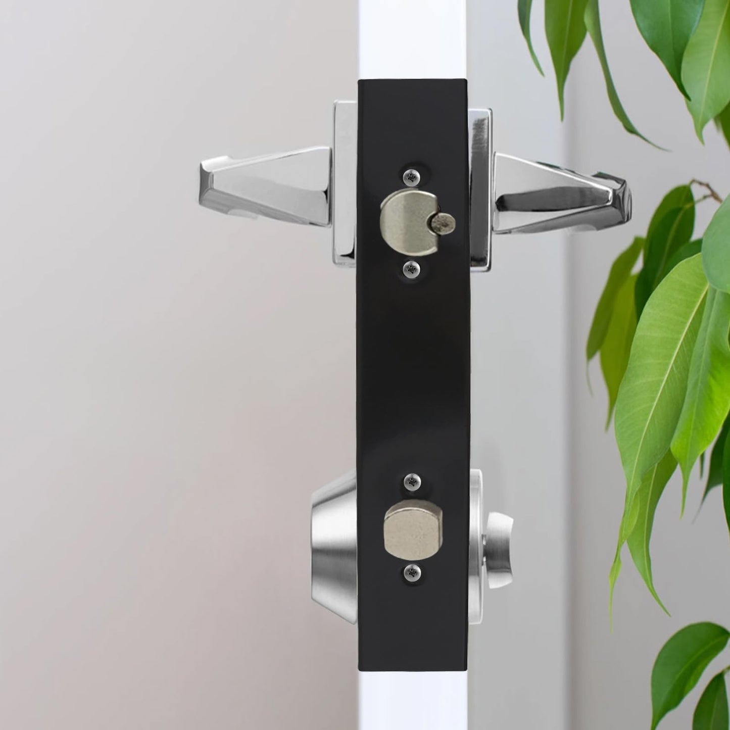 Pastlla Door Knob Reinforcement Plate, Stainless Steel Lock Doors Reinforcer Plate, Reinforce and Repair Wood or Metal Doors Fits 1-3/4" Door Thick, 2-3/8" Backset (Black)
